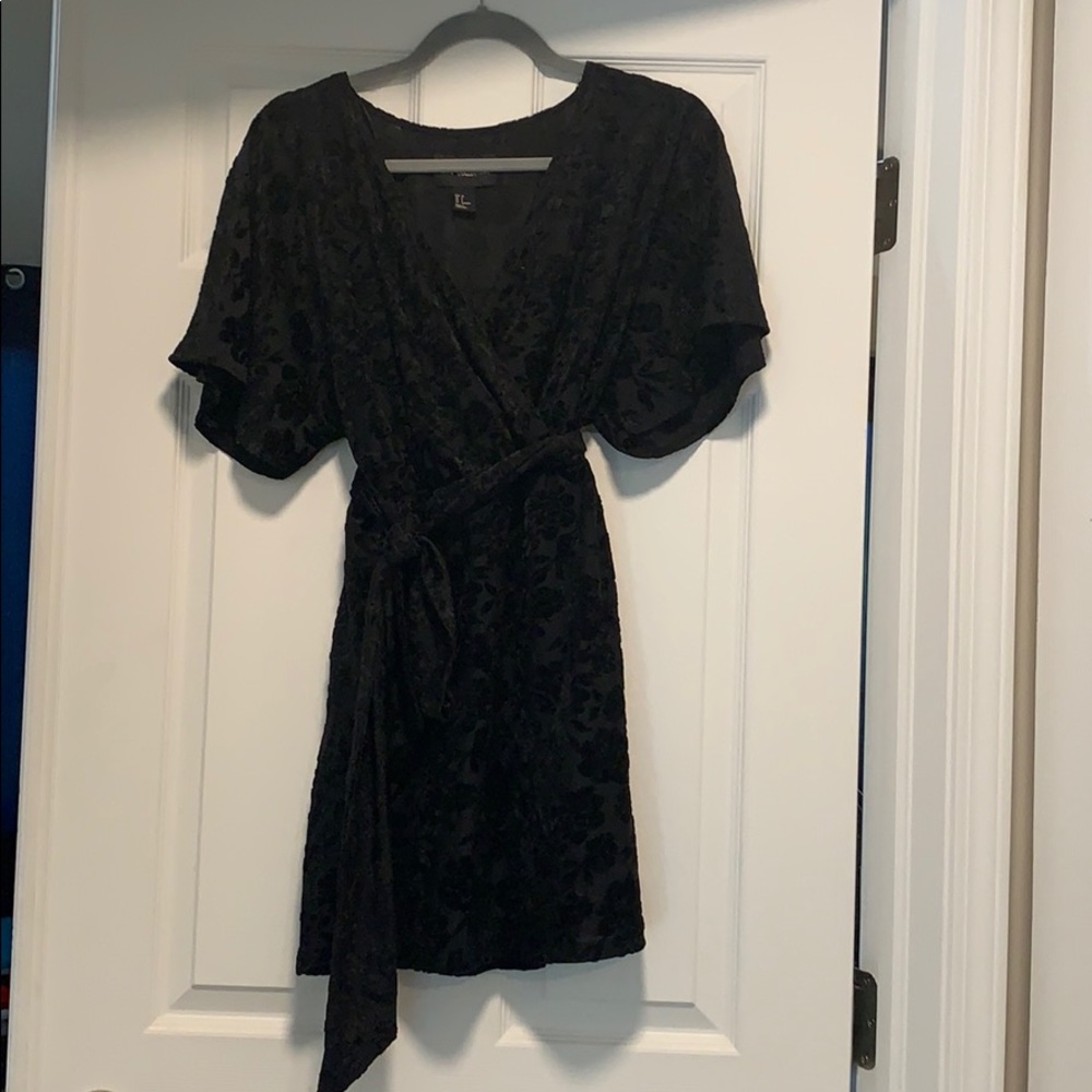 Black wrap kimono style mini dress